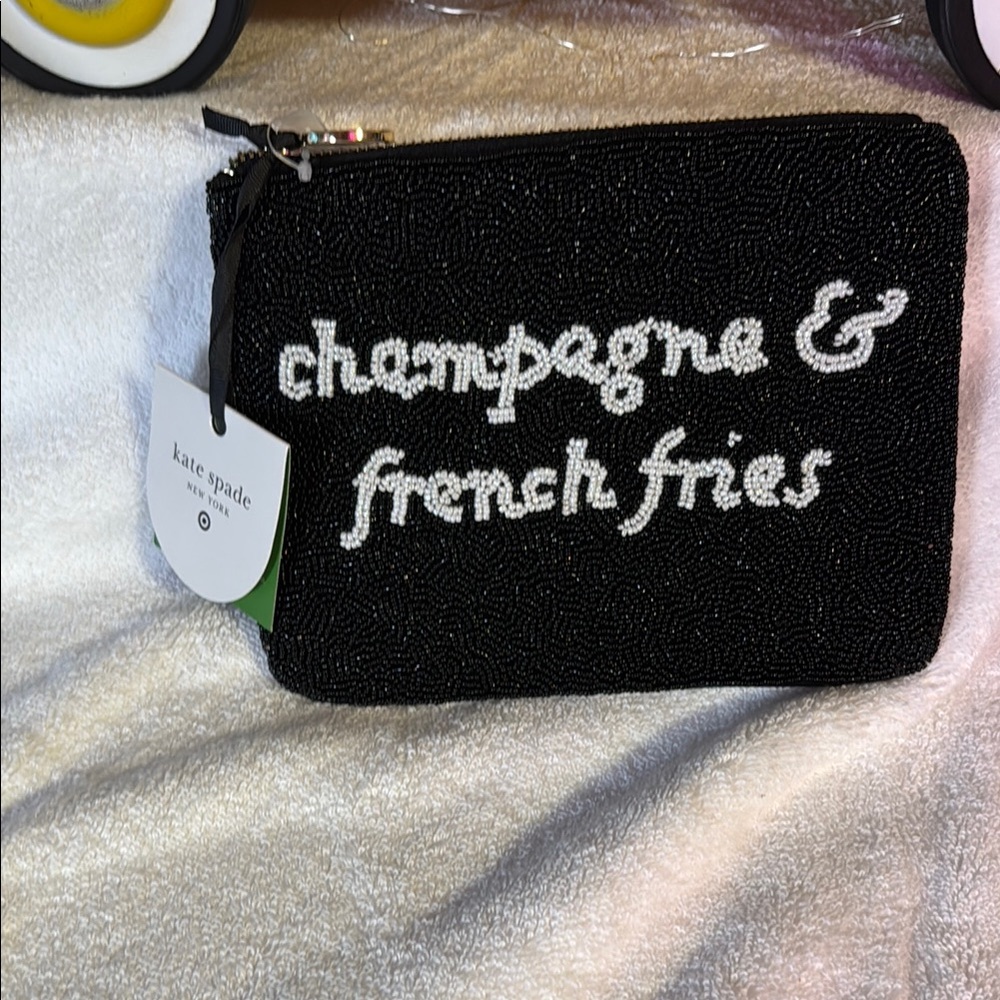 Kate Spade x Target Black Beaded Clutch with Playful Text